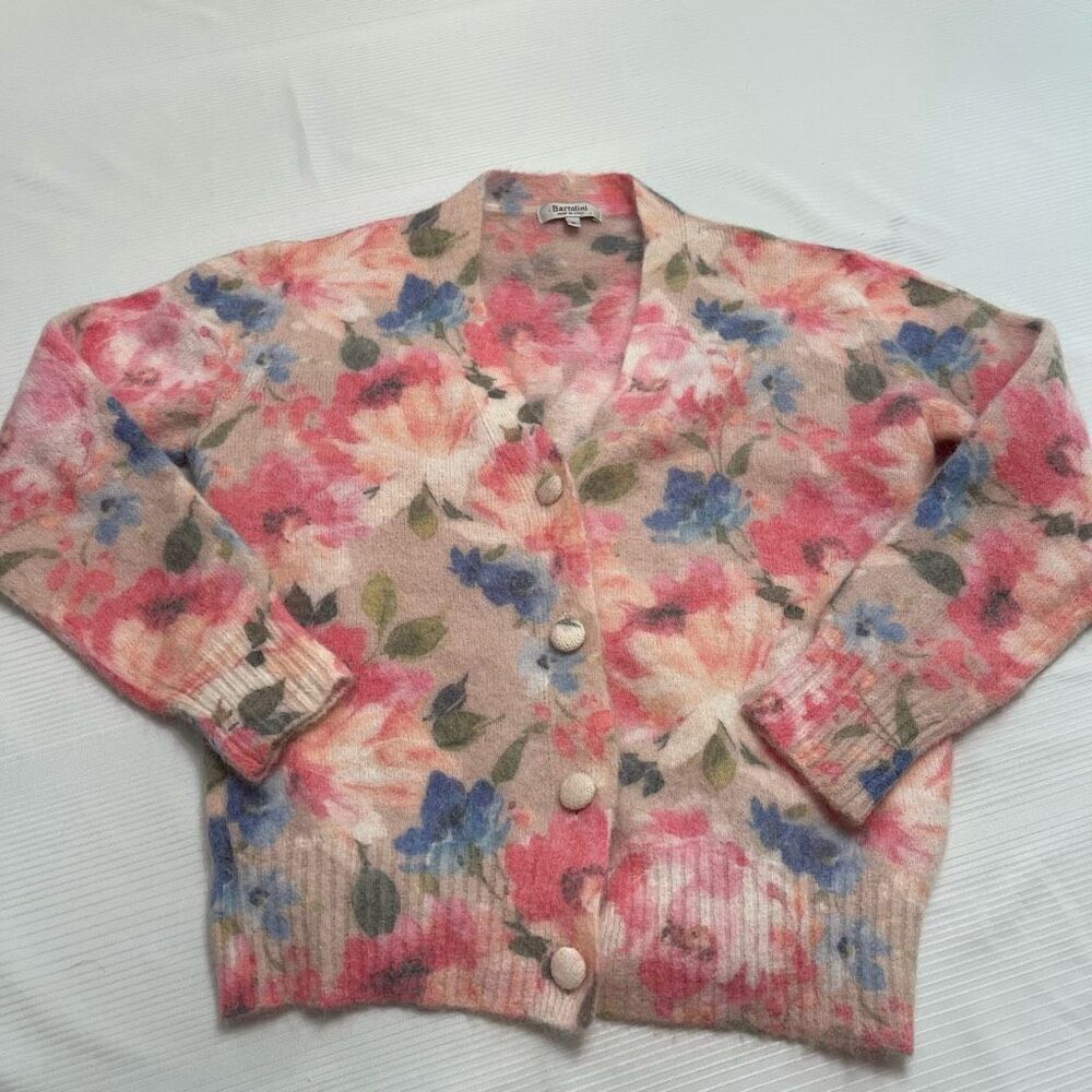 Bartolini Italy Floral Sweater Cardigan Size Small